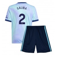 Camiseta Arsenal William Saliba #2 Tercera Equipación Replica 2024-25 para niños mangas cortas (+ Pantalones cortos)